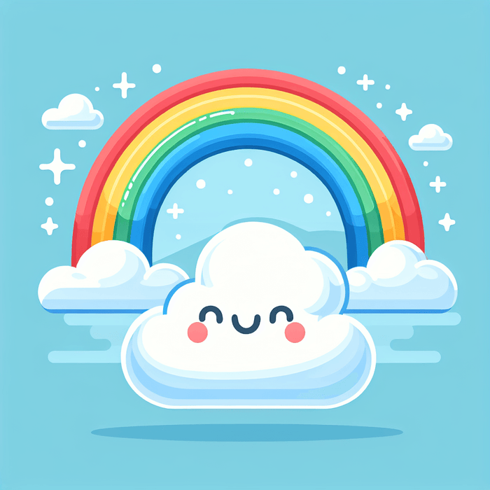 Cute Cloud And Rainbow Paint By Color