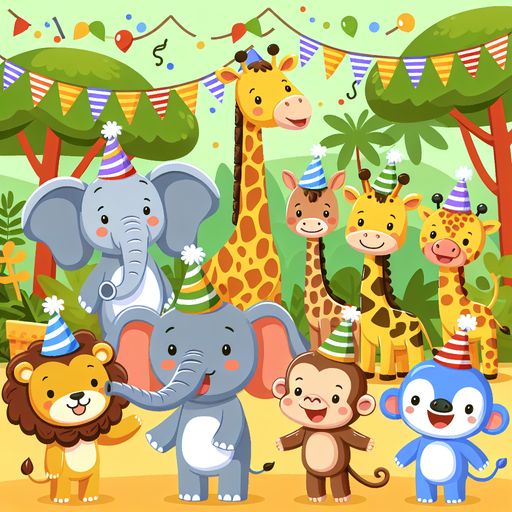 Safari Friends Party Painting Diamond Kit