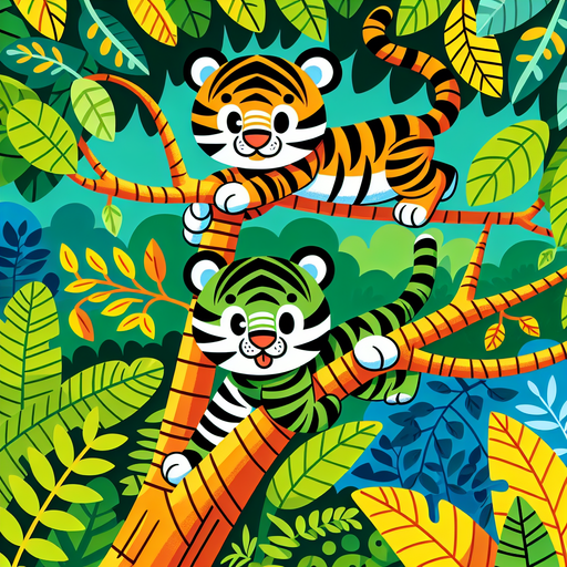 Treetop Tigers' Jungle Expedition Paint By Diamonds Art