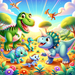 Colorful Dinosaurs Paint By Color