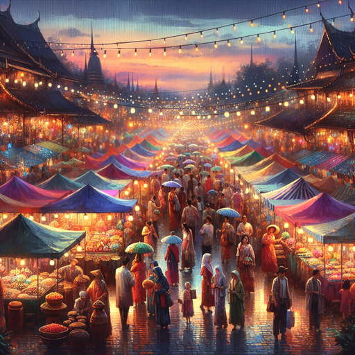 Enchanting Night Market Painting Diamond Kit