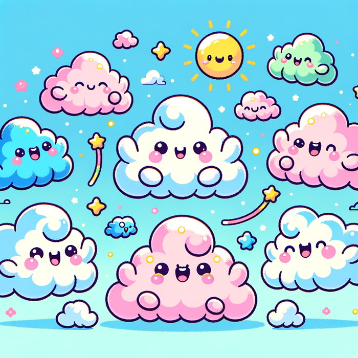 Cute Cloud Creatures Paint By Diamonds Kits