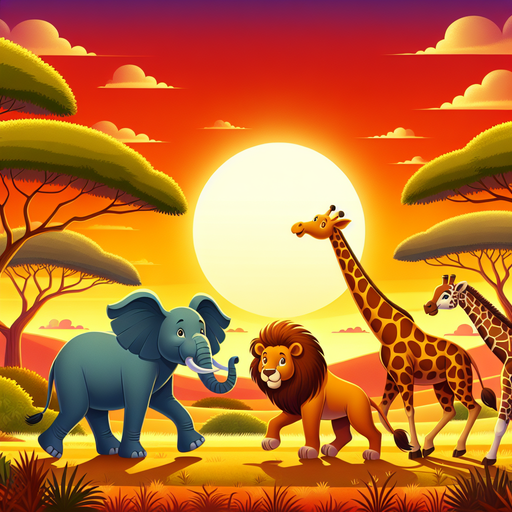 Sunset Safari Animal Parade Painting By Diamonds Kit