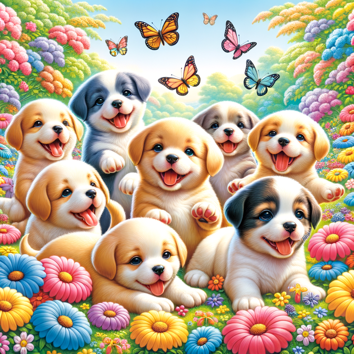 Joyful Puppy Playdate Paint By Diamonds