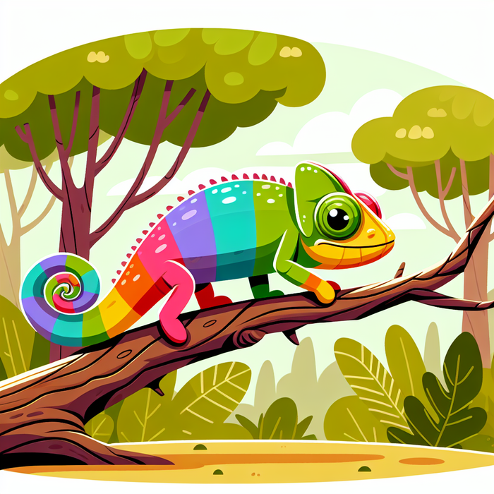 Rainbow Chameleon's Forest Trek Paint By Color