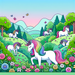 Vibrant Valley Of The Unicorns Diamonded Painting Kits