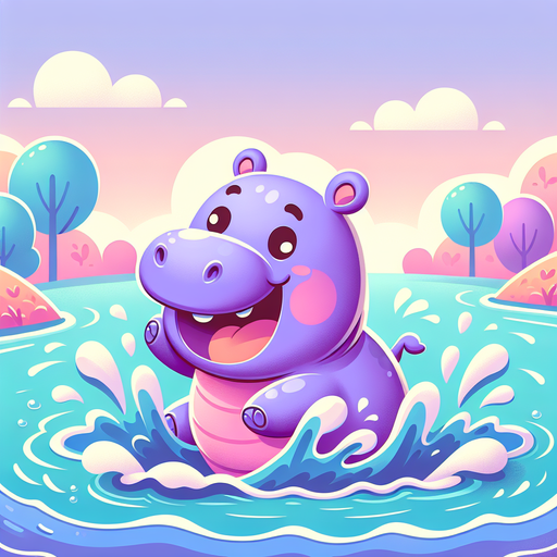 Playful Hippo Diamond Painting