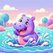 Playful Hippo Diamond Painting