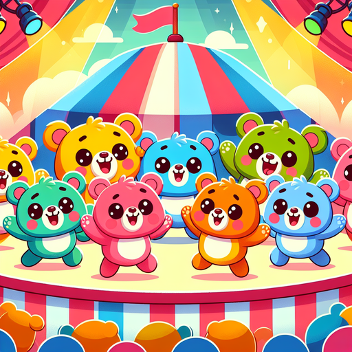 Colorful Circus Bears Paint By Diamond