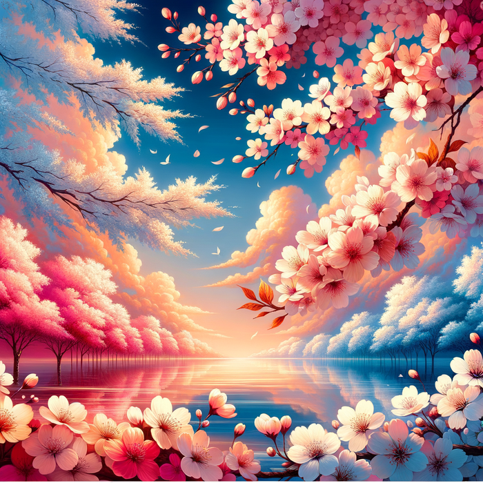 Vibrant Cherry Blossoms Diamond Painting