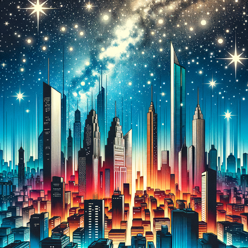 Starry Cityscape Night Painting Diamond Kit