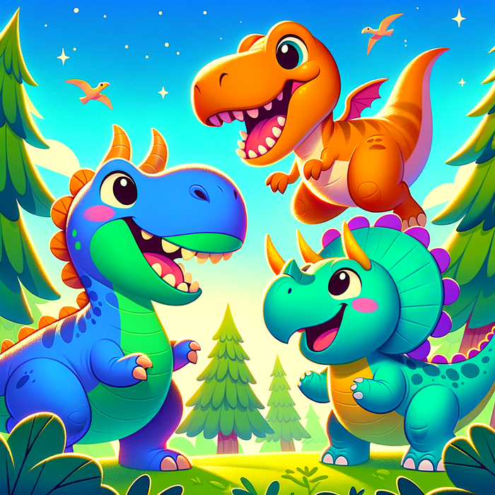 Friendly Dino Family Painting By Diamonds Kit