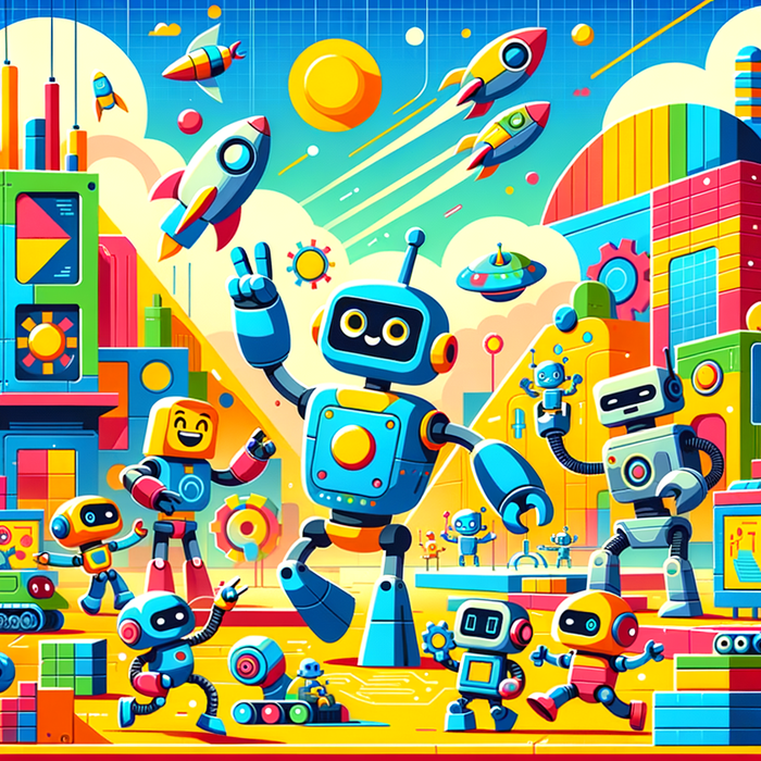 Playful Robot Adventures Painting Diamond Kit