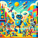 Playful Robot Adventures Painting Diamond Kit