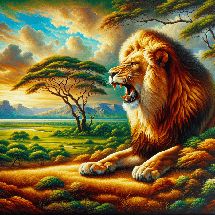 Majestic Lion Roaring Paint By Diamonds