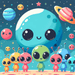 Friendly Space Aliens Paint By Diamond