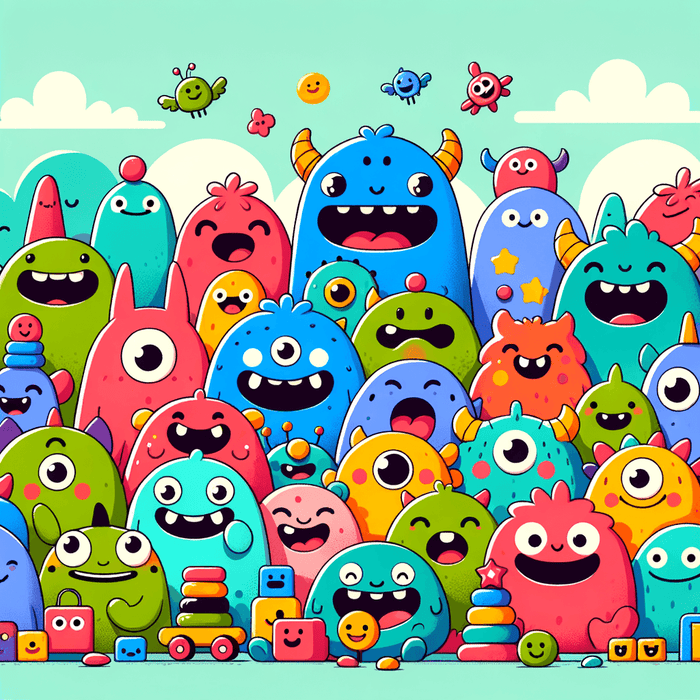Charming Playful Monsters Paint By Diamonds Art
