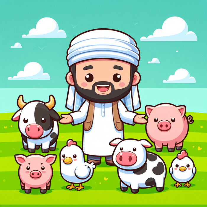 Friendly Farmer And Animals Paint By Diamond
