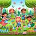 Charming Little Gardeners Painting By Diamonds Kit
