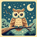 Wise Owl's Nighttime Adventure Paint By Color