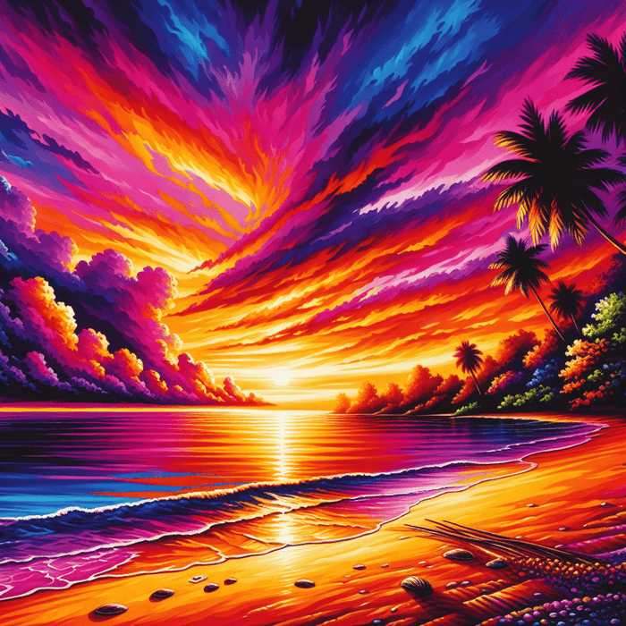 Tropical Sunset Vibes Painting By Diamonds Kit