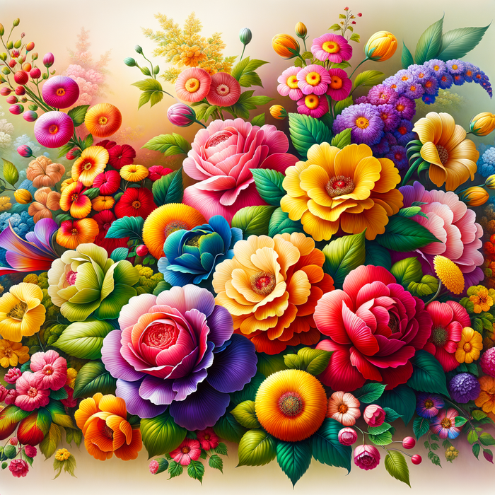 Vibrant Floral Symphony 5D DIY Paint By Diamond Kit