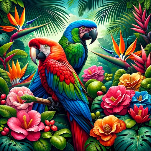 Lush Tropical Birds Paint By Diamond