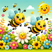 Busy Bees And Flowers Diamond Painting