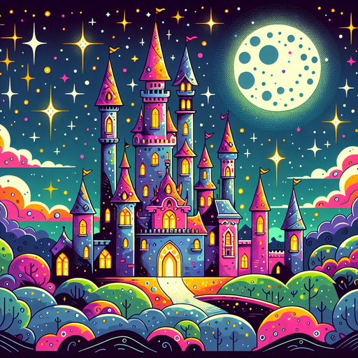 Magical Moonlight Castle Paint By Diamonds Kits