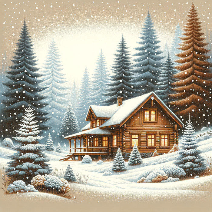 Rustic Winter Cabin Painting By Diamonds Kit