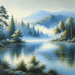 Misty Lake Reflections Diamond Painting