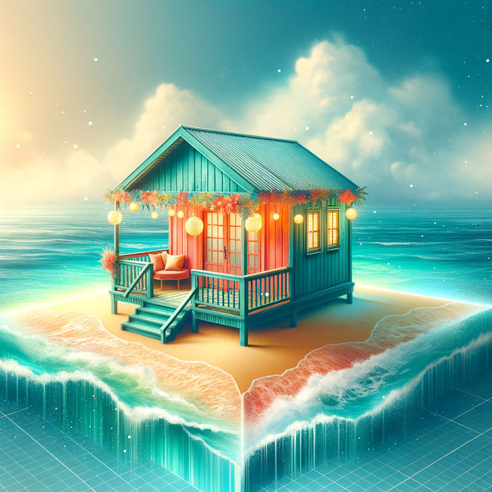 Charming Beach Hut Paint By Diamonds Kits