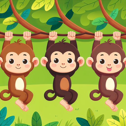 Jungle Adventure With Curious Monkeys Paint By Diamond