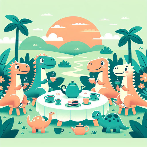 Dinosaur Tea Party Paint By Diamonds Art