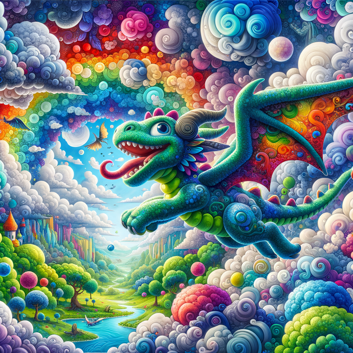 Whimsical Dragon's Flight Paint By Diamonds Art