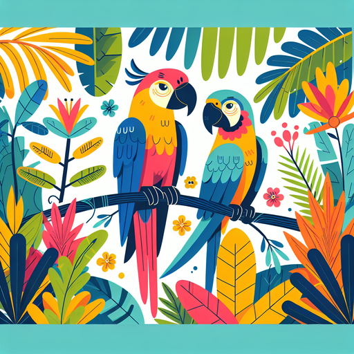 Tropical Paradise With Parrot Pals Paint By Diamond