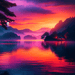 Tranquil Lakeside Sunset Painting Diamond Kit