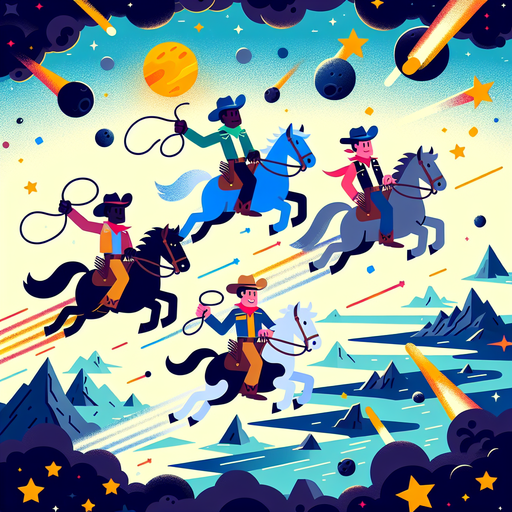 Space Cowboys On A Galactic Rodeo Paint By Diamonds Art