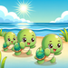 Adorable Baby Turtles Paint By Diamonds Kits