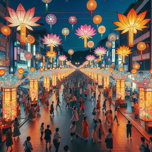 Korea's Lotus Lantern Festival Paint By Diamonds Kits