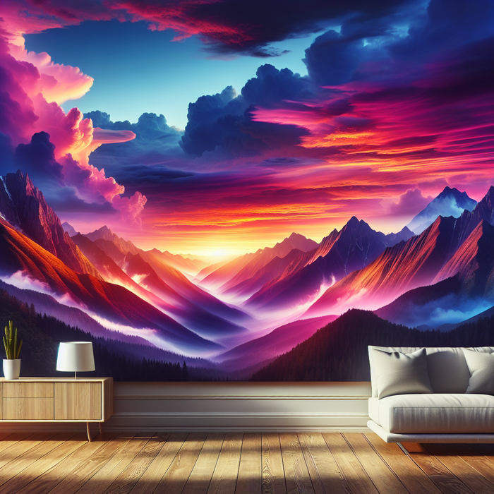 Sunset Over Mountain Peaks Diamonded Painting Kits