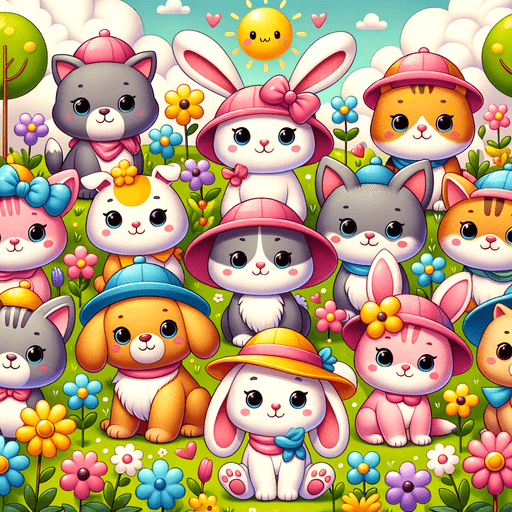 Cute Critters In Hats Paint By Diamonds Kits