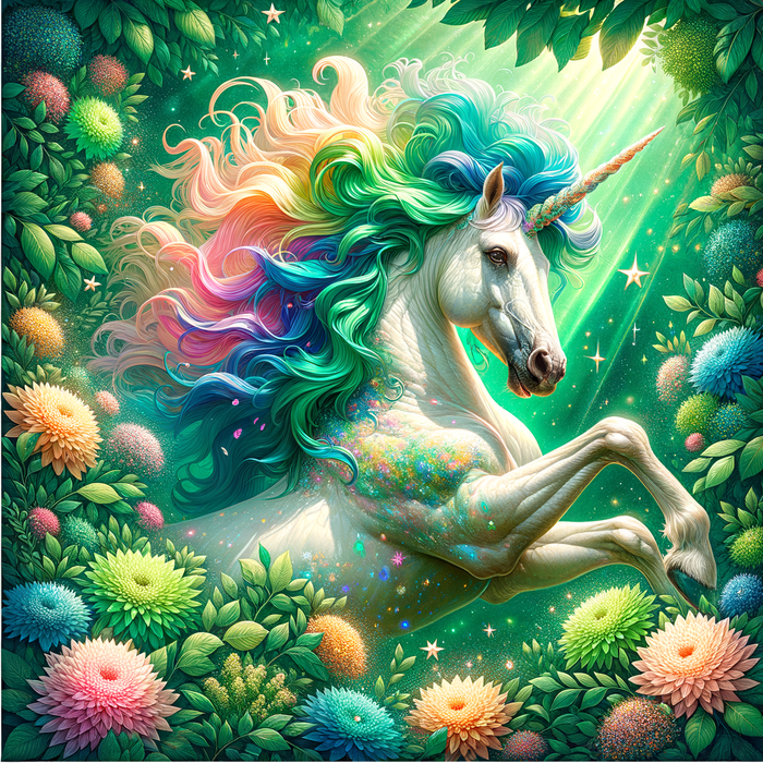 Whimsical Rainbow Unicorn 5D DIY Paint By Diamond Kit