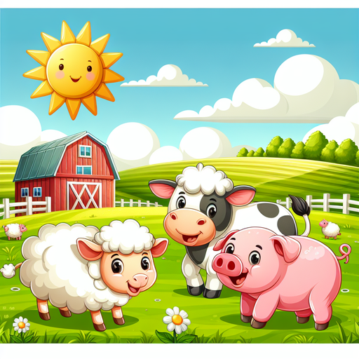 Sunlit Farm With Friendly Animals Paint By Diamond