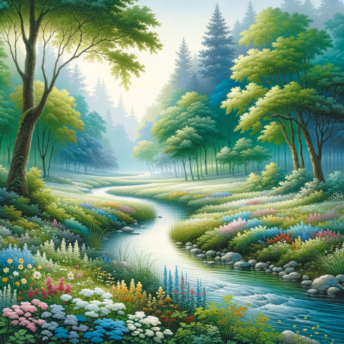 Tranquil Forest Stream Paint By Diamonds Art