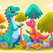 Lively Dinosaur Family Paint By Diamonds