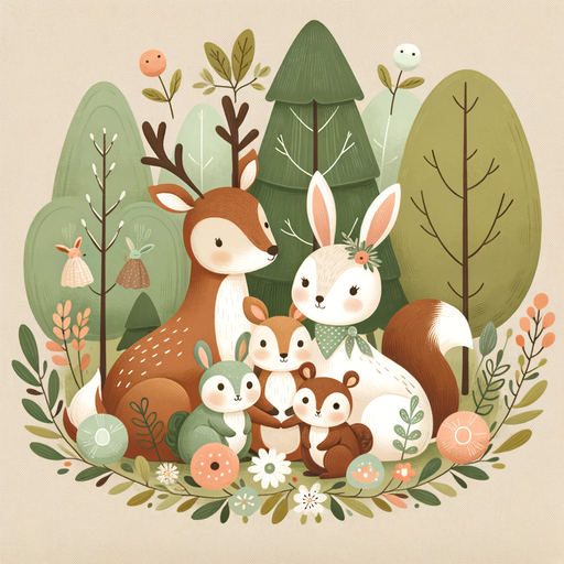 Cute Woodland Family Paint By Diamonds Art