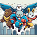 Superhero Animal Team Painting Diamond Kit