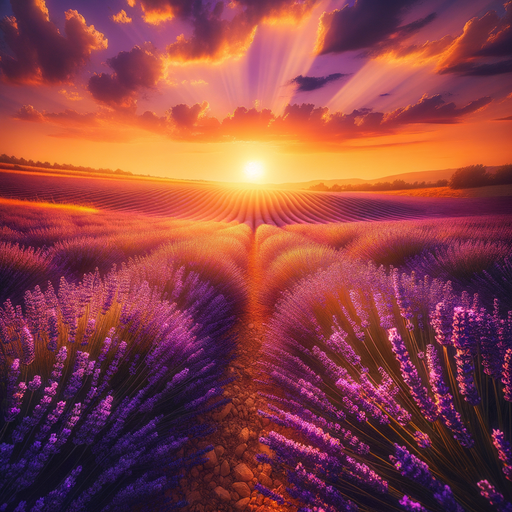 Sunset Over Lavender Fields Paint By Diamonds Kits