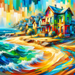 Charming Coastal Town Paint By Diamonds